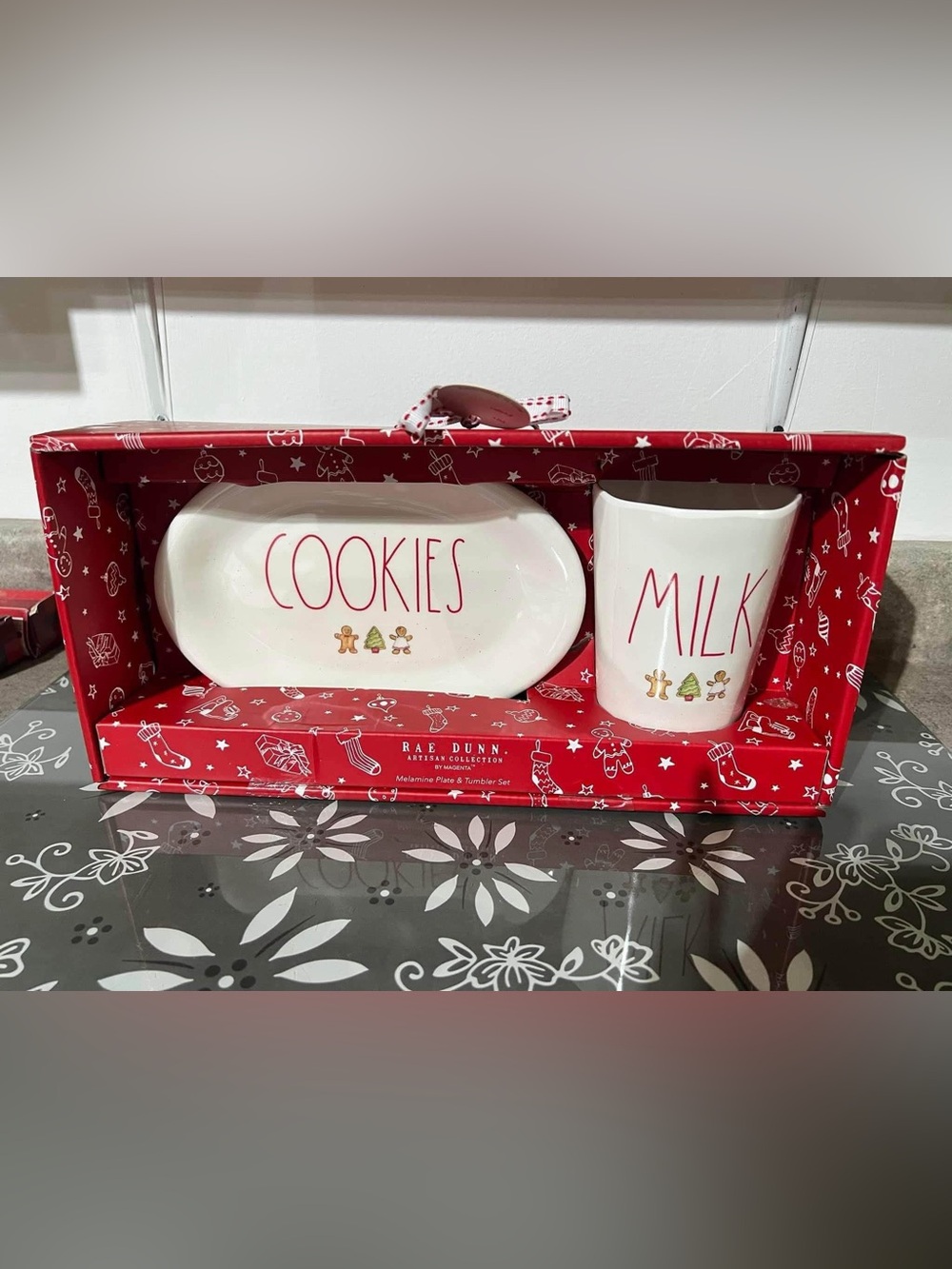 Rae Dunn White and Red Cookies & Milk Holiday Gift Set